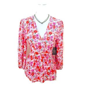 Lucky Brand (NEW) Floral Print Wrap Top